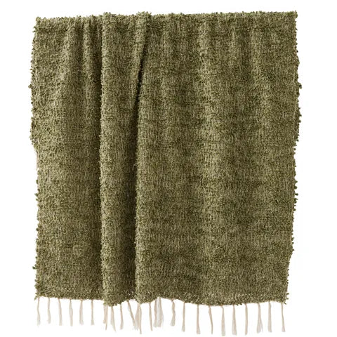 Burbujeo Cotton Blend Throw 125x150cm Olive