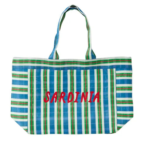 Sardinia Recycled Lge Tote 56x16x34cm Blue - Addy & Lou