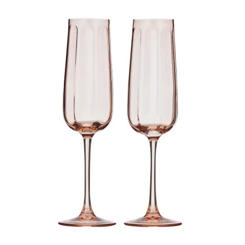 Studio Glass Flute 7x24cm Peach - Set of 2
