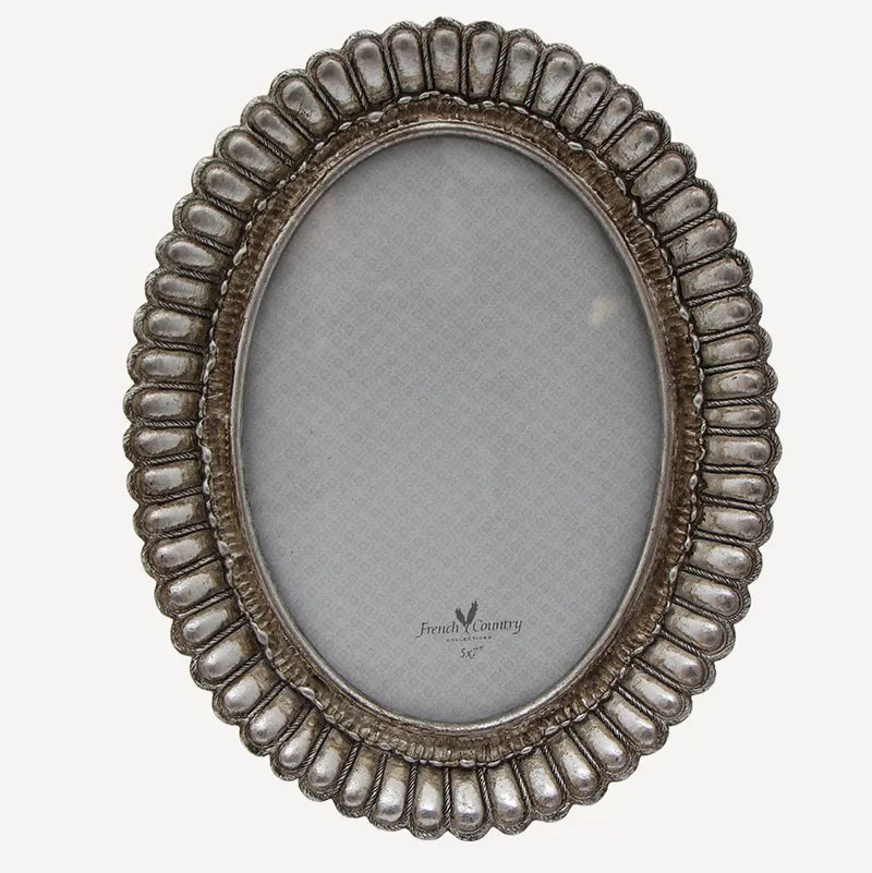Fanned Oval Photo Frame Pewter  Finish 5x7"