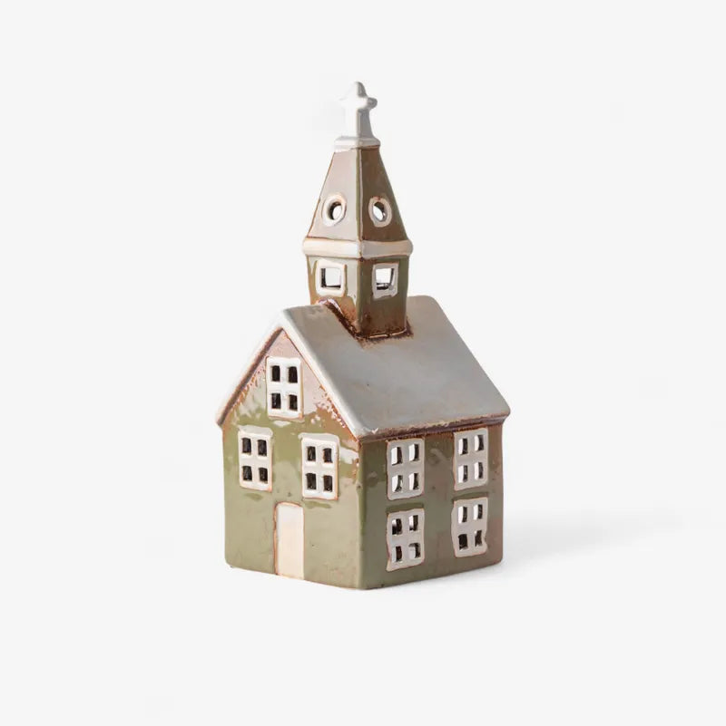Alsace Tea Light Church Olive  Green