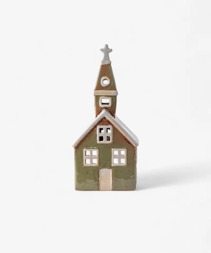 Alsace Tea Light Church Olive  Green