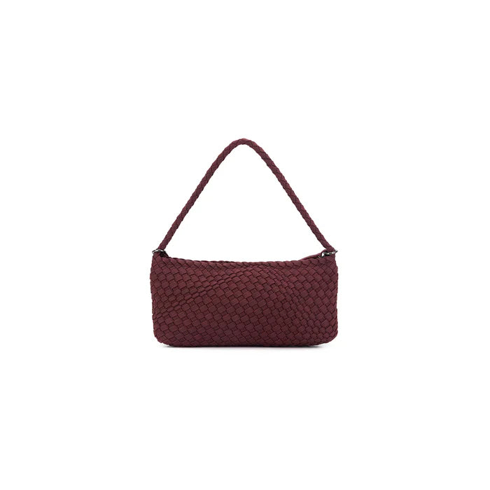 Nolita 2 Piece Eastwest Handwoven Suedette Handbag - Burgundy