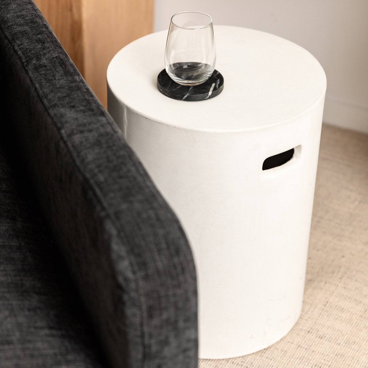 Concrete Pipe Side Table/Stool - White