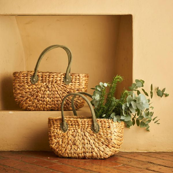 Harvest Basket - Sage Suede Handle