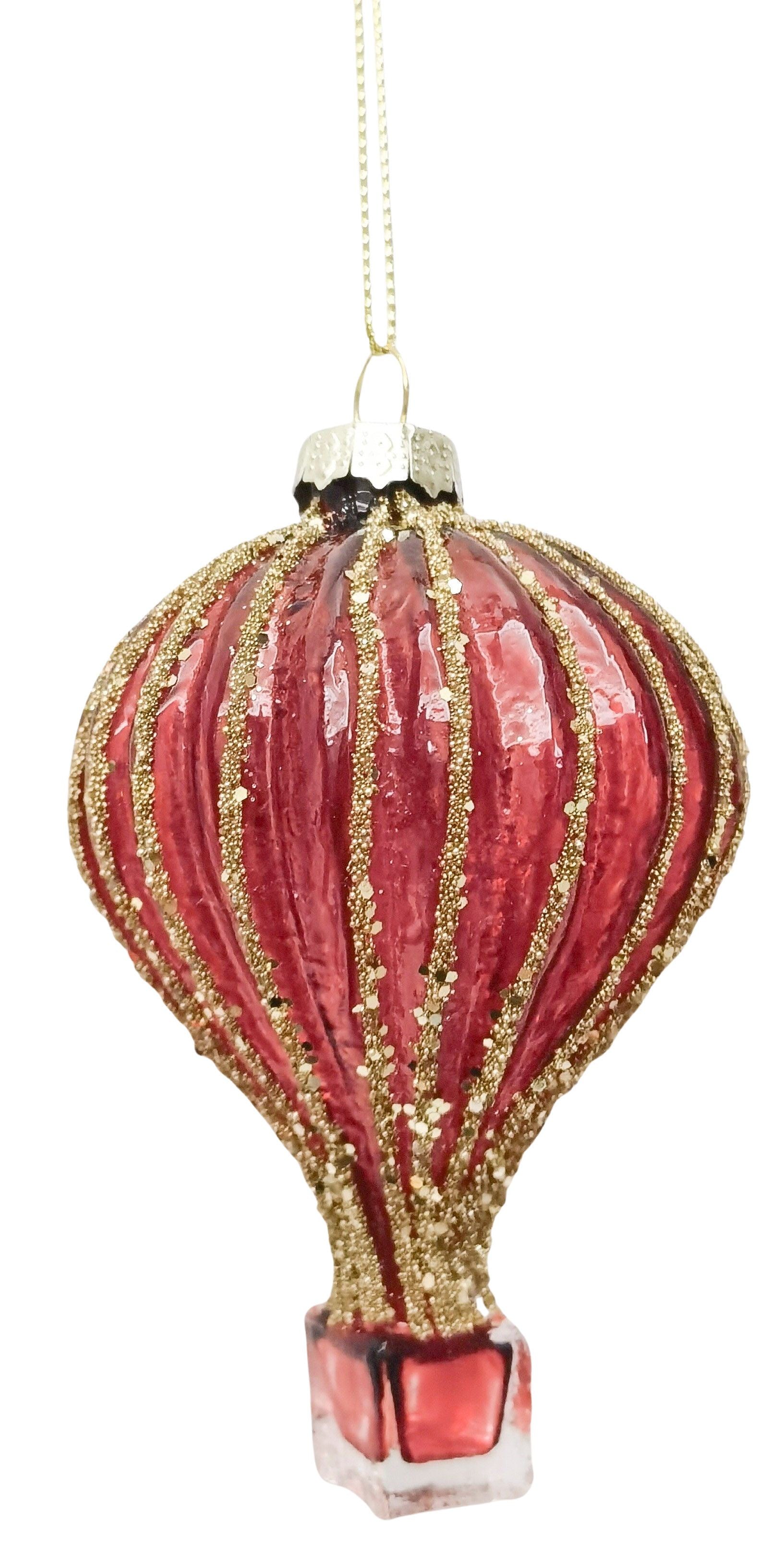 Hot Air Balloon Glass Bauble Red 9cm