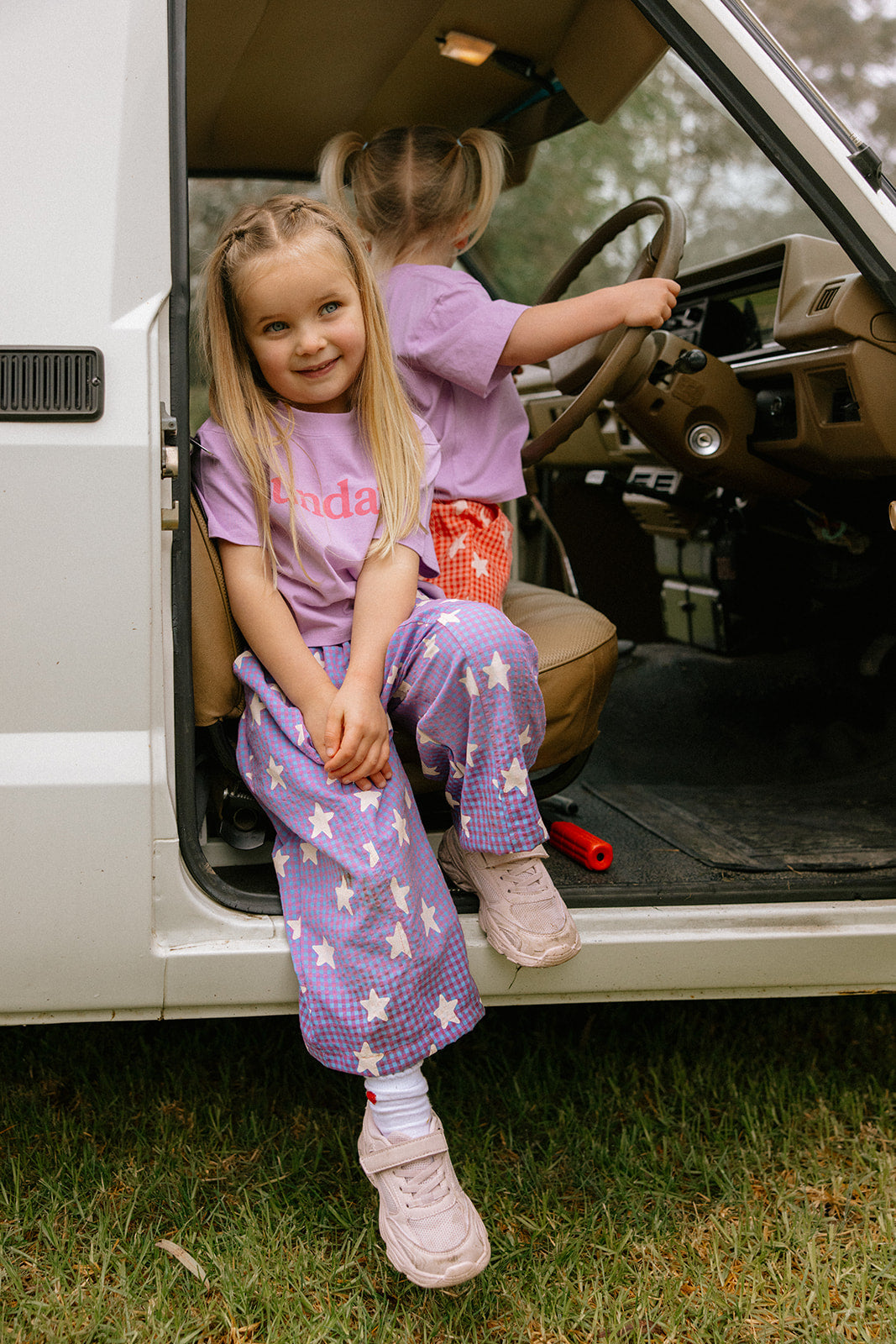 Dusty Star Pants - Purple Gingham
