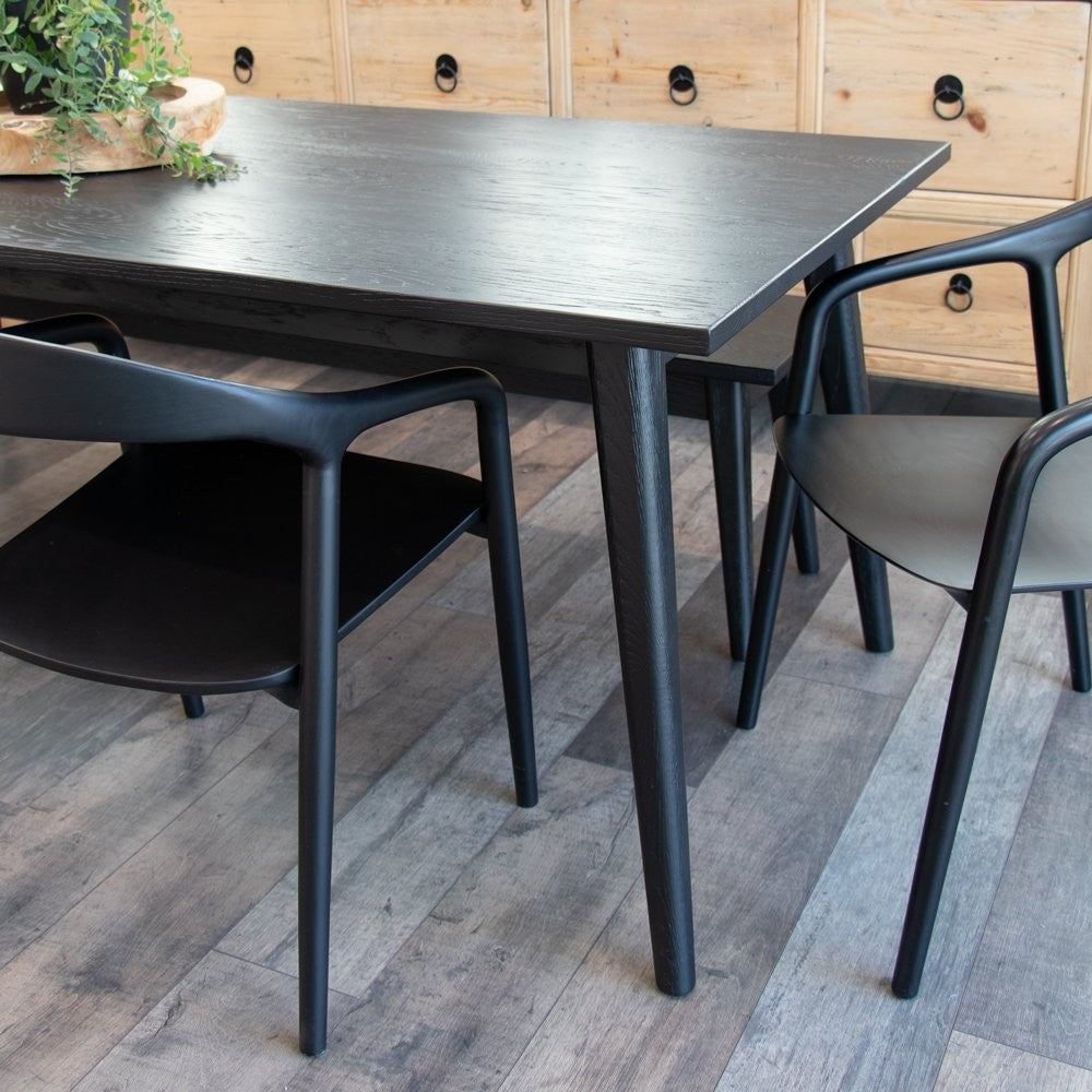 Vassa Oak Dining Table - Matt Black