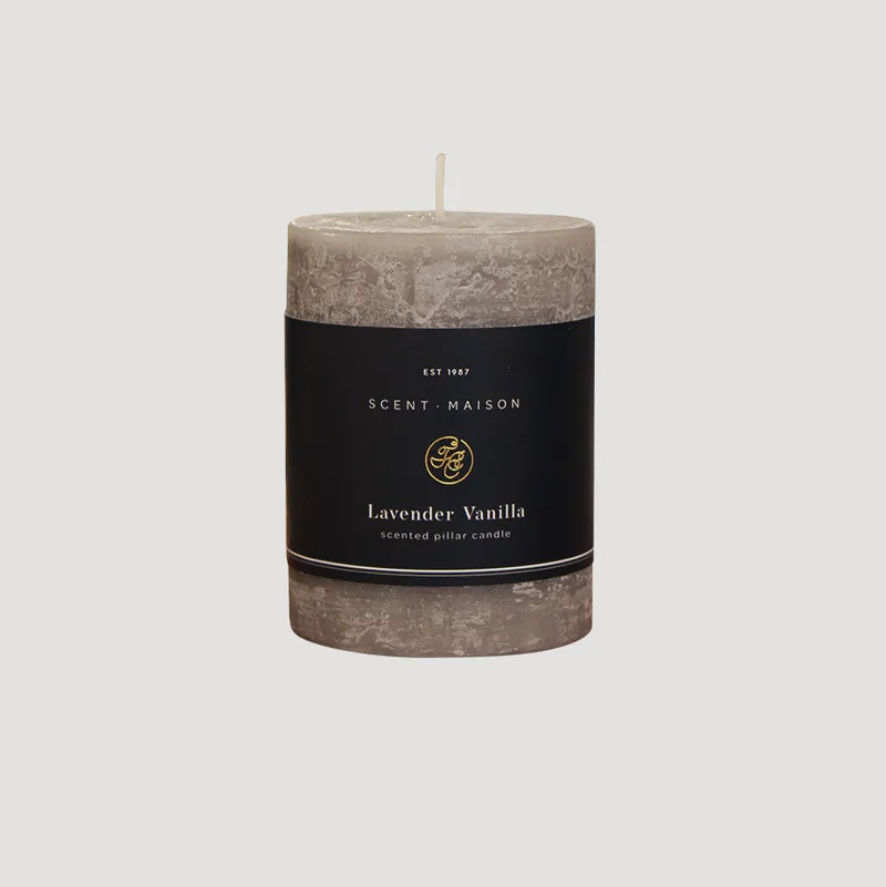 Maison Pillar Candle Lavender Vanilla 3x4"