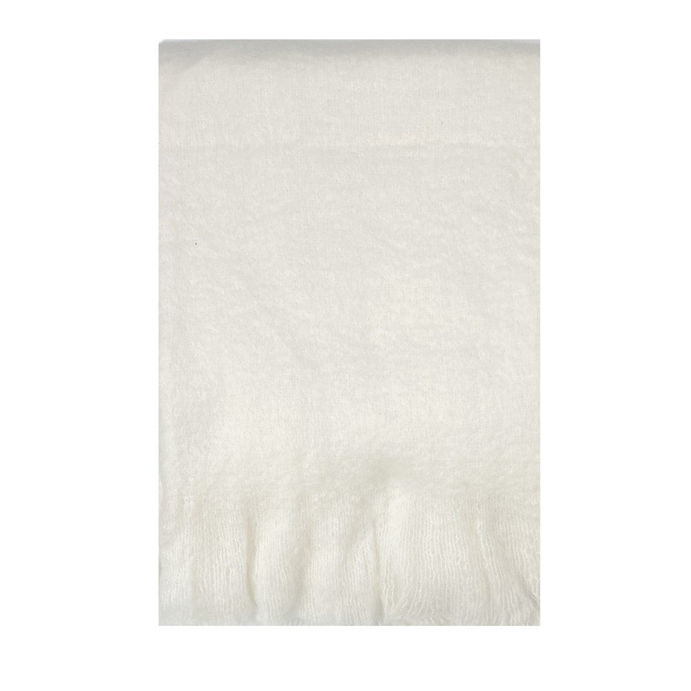 WOOL BLEND THROW - IVORY/EYELASH