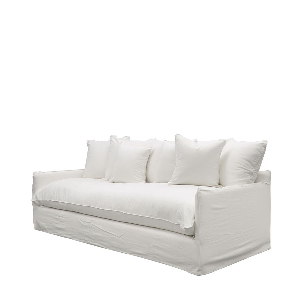 Lotus 3 Seater Slipcover Sofa - White