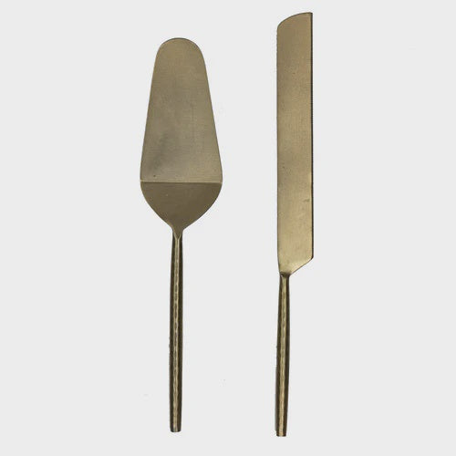 Hammered 2pc Gold Cake Server Set