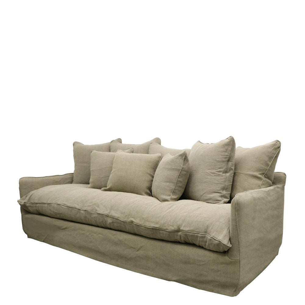 Lotus 3 Seater Slipcover Sofa - Khaki