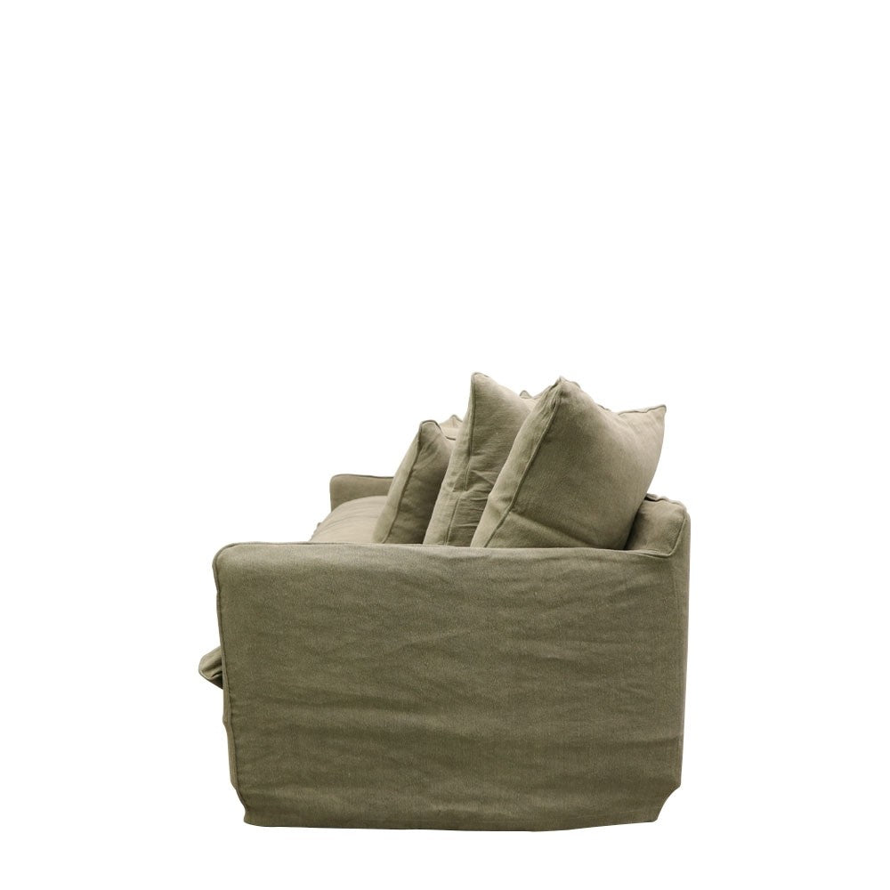 Lotus 3 Seater Slipcover Sofa - Khaki