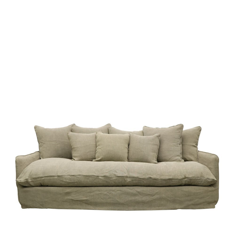 Lotus 3 Seater Slipcover Sofa - Khaki