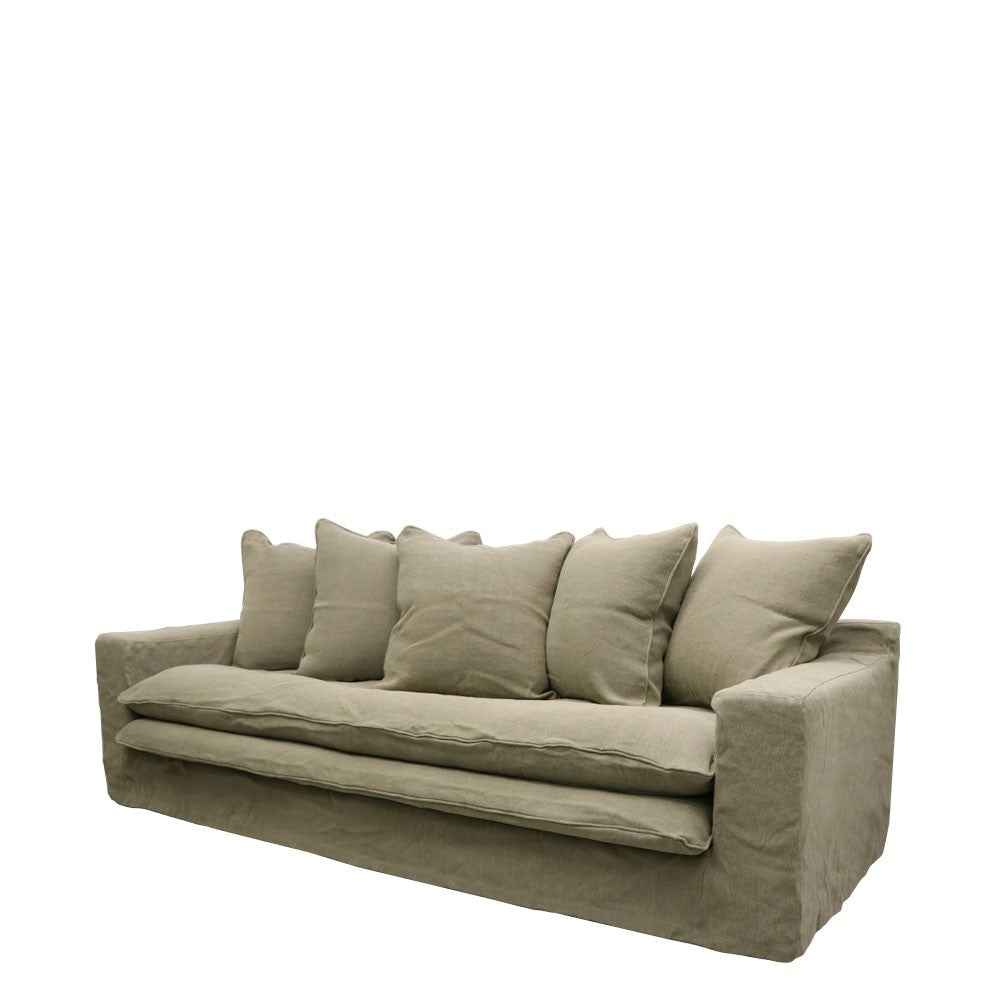 Keely 3 Seater Slipcover Sofa - Khaki