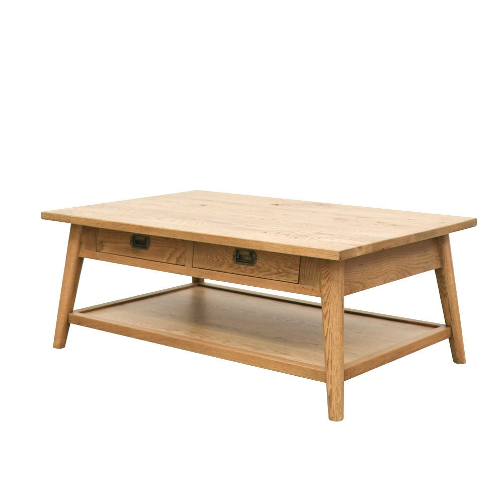 Vassa Oak Rectangle Coffee Table - 2 Drawer
