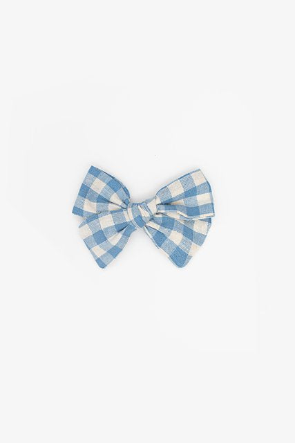Bow Clip - Gingham Blue