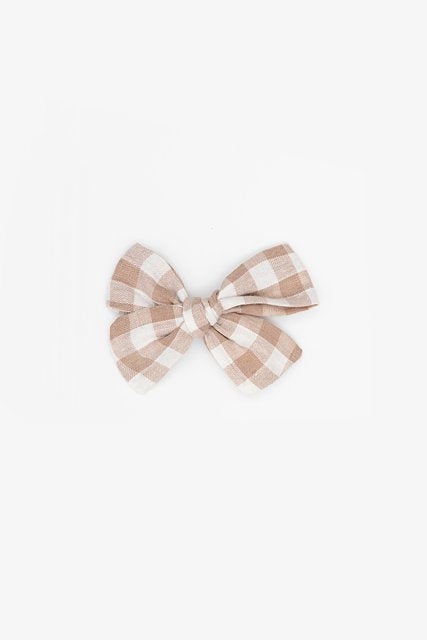 Bow Clip - Gingham Taupe