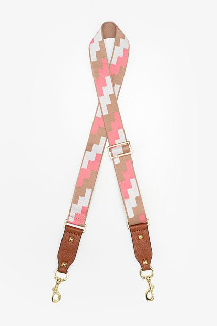 Bag Strap - Pink & White Steps