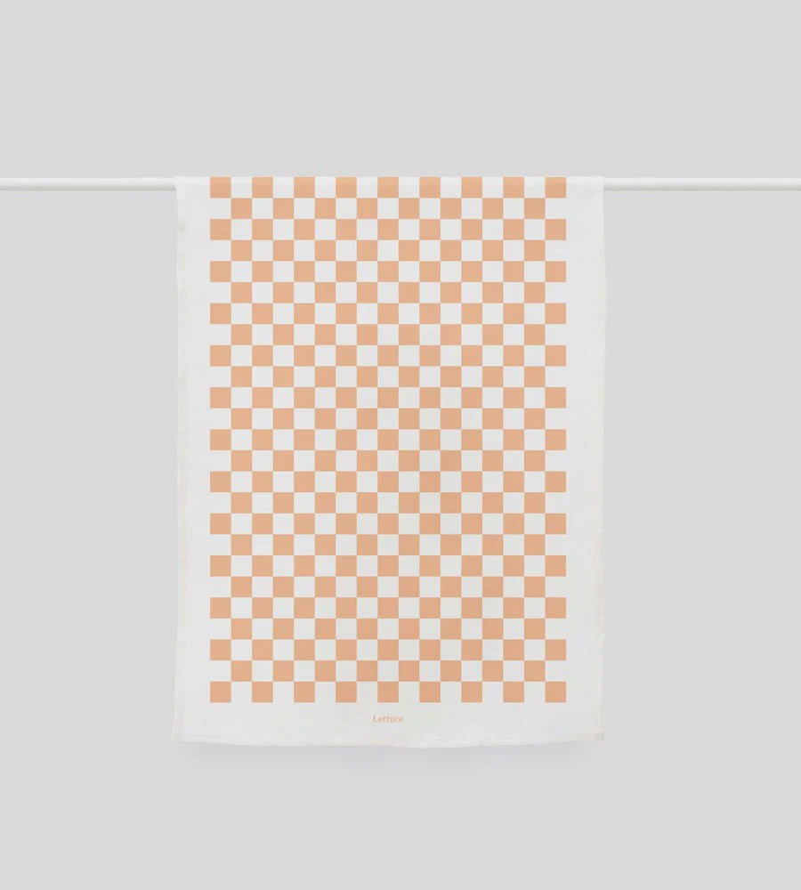 Checkers Teatowel - Peach