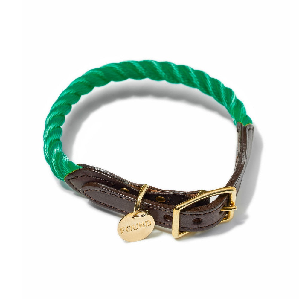 Miami Green Rope & Leather - Collar