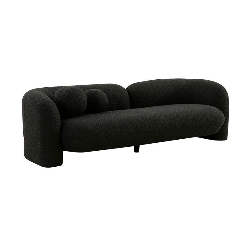 Bubble 3 Seater Couch - Black Boucle