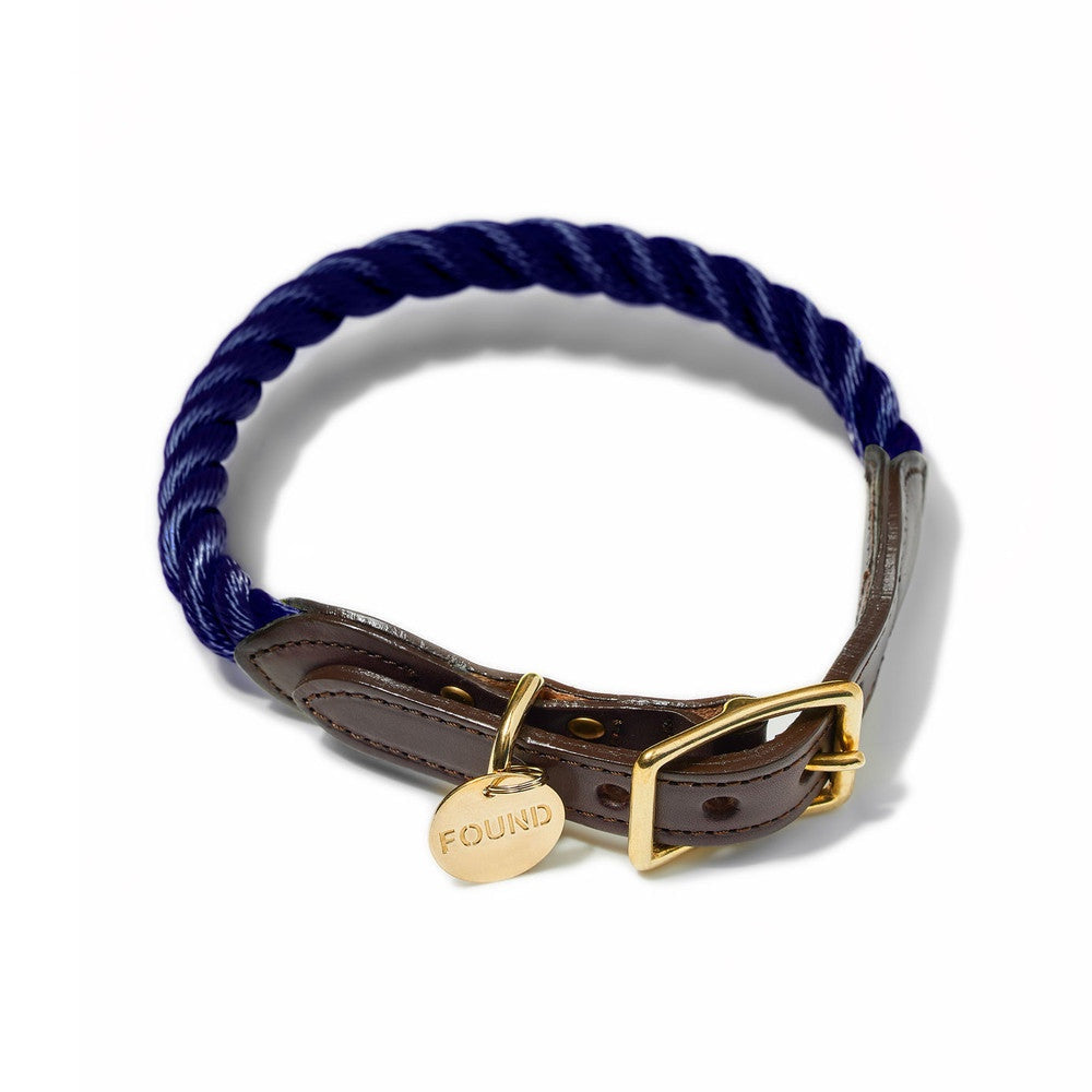 Navy Rope & Leather - Collar