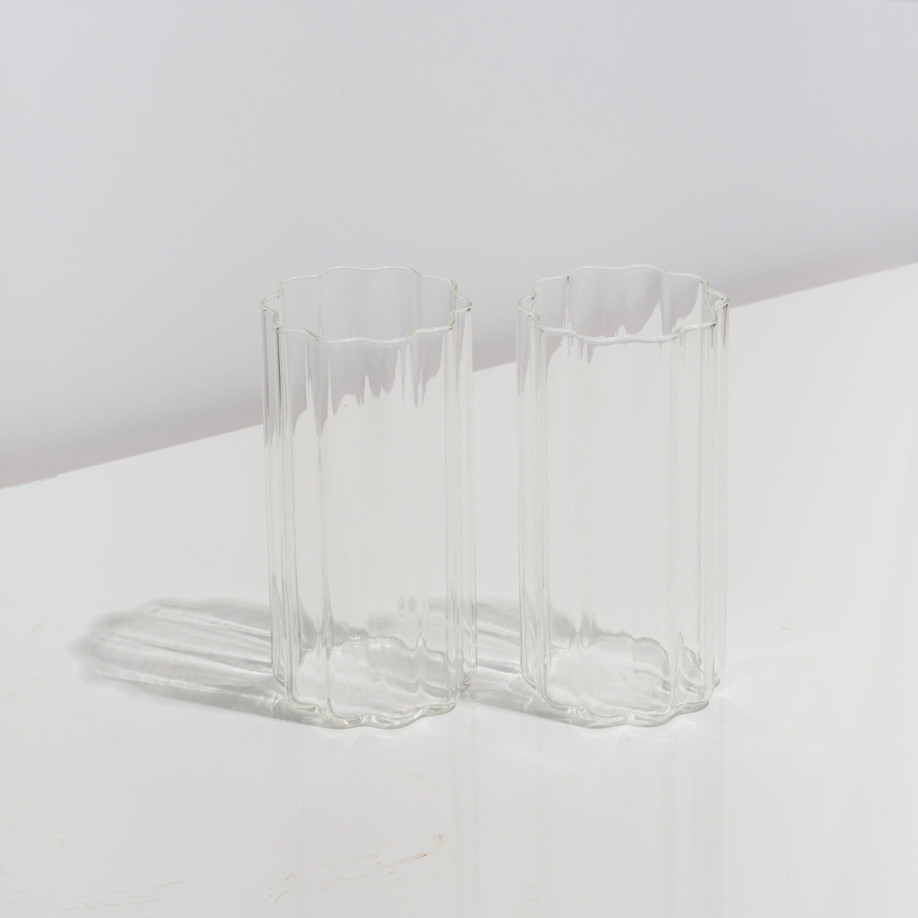Two Highball Wave Glasses - Clear