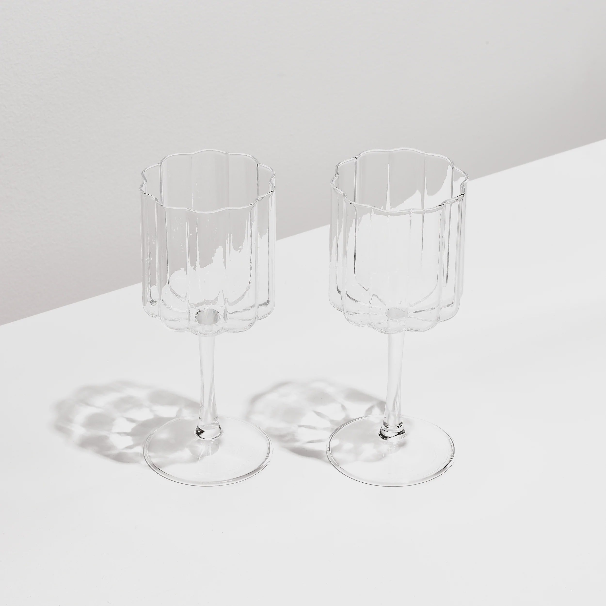 Two Wave Wine Glasses - Clear