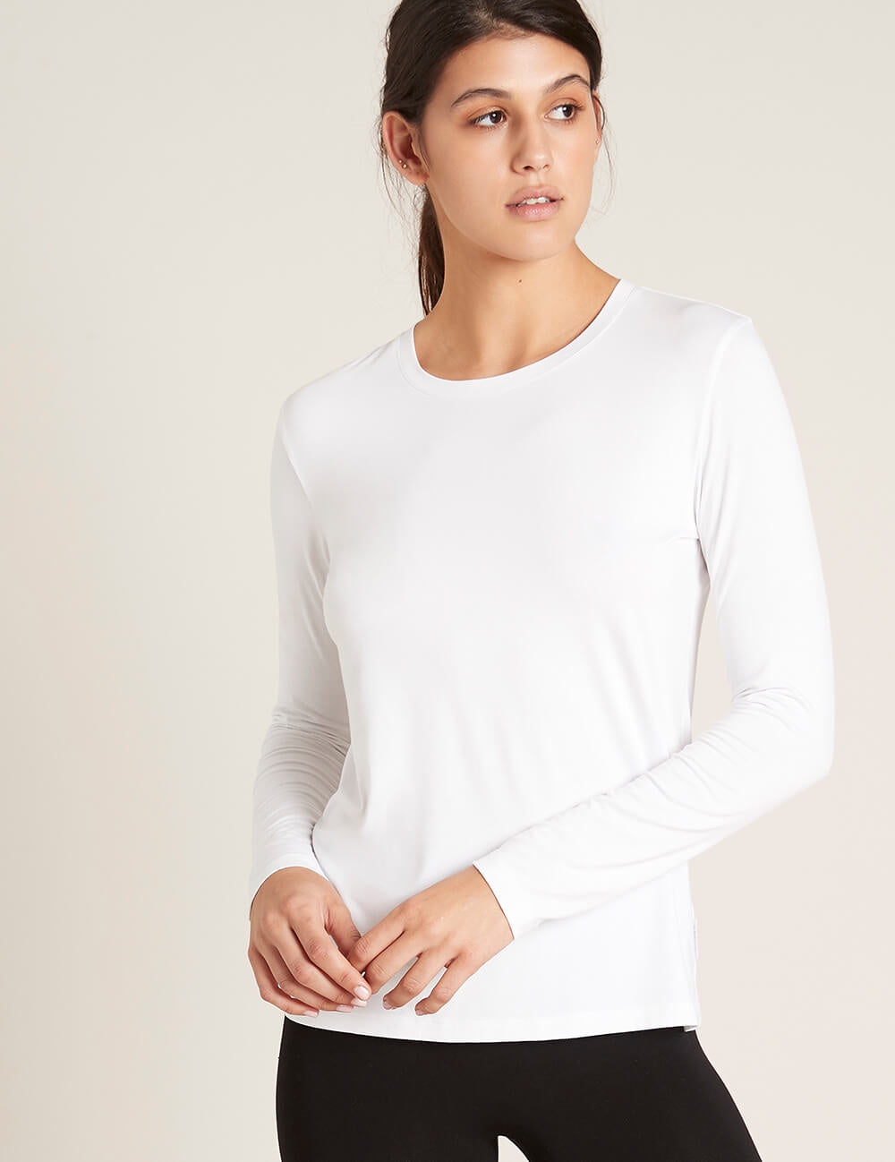 Long Sleeve Round Neck T-Shirt- White