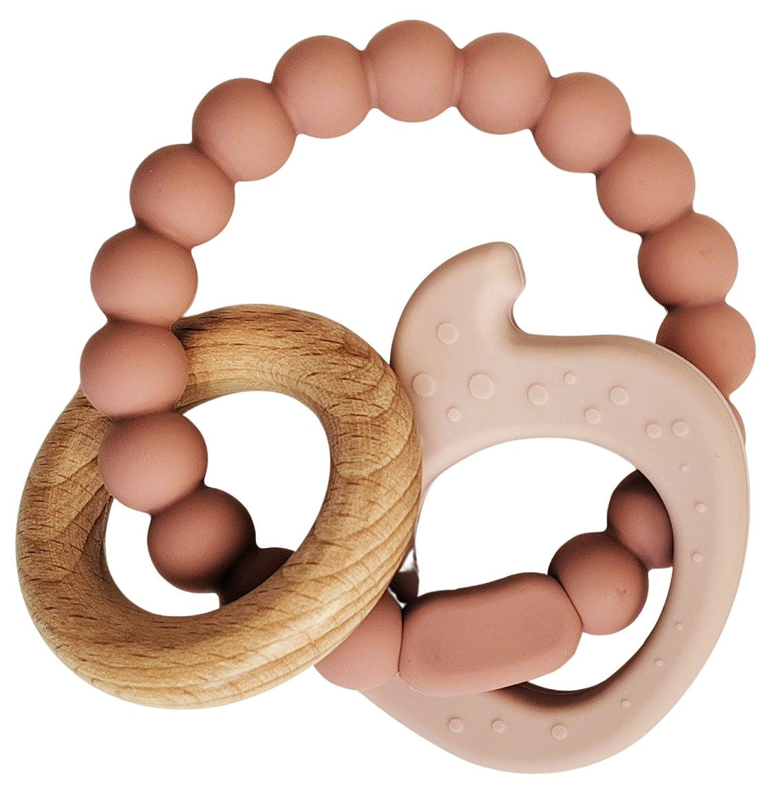 Elephant Teether Ring - Pink & Natural