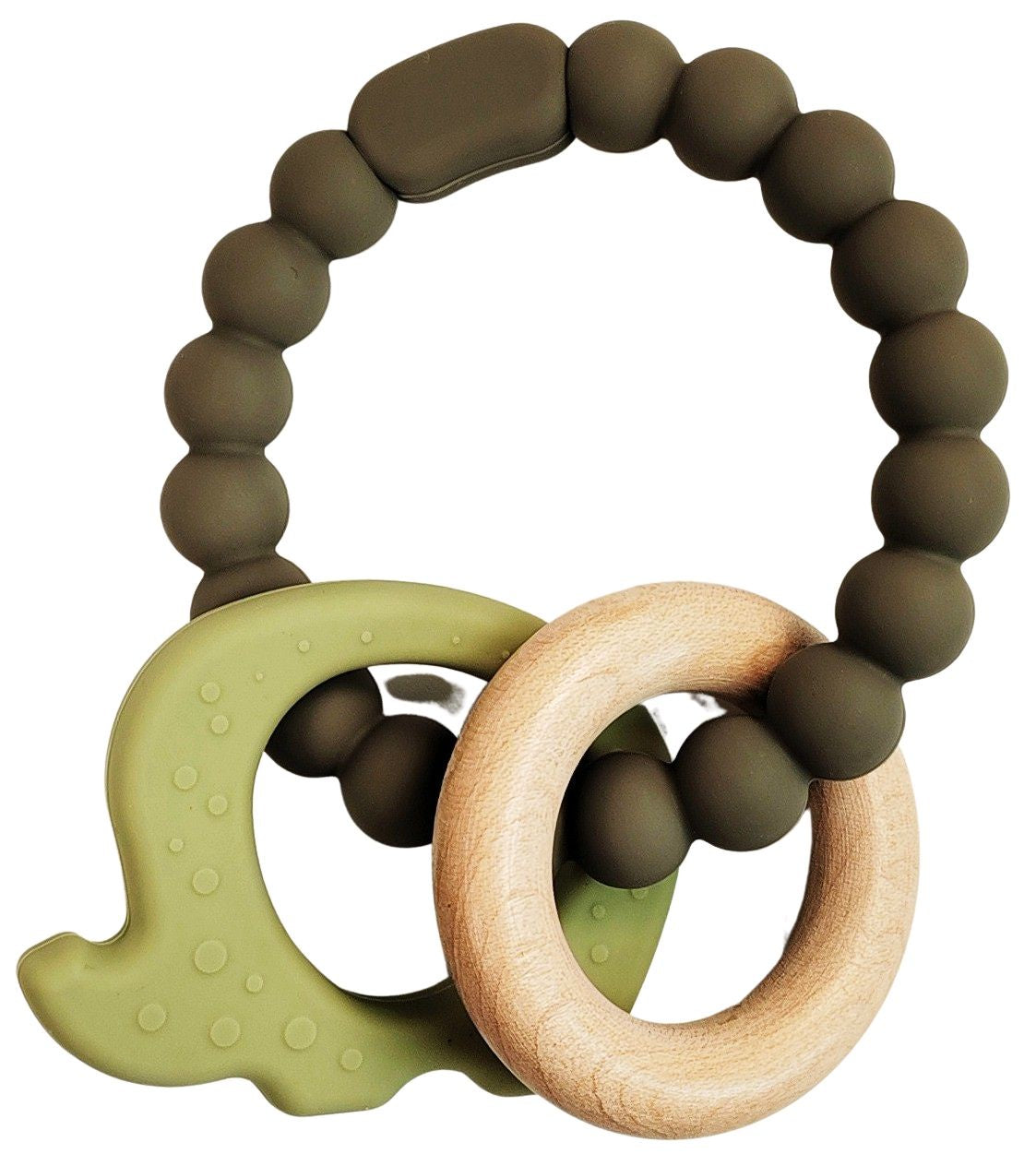 Elephant Teether Ring - Green & Natural