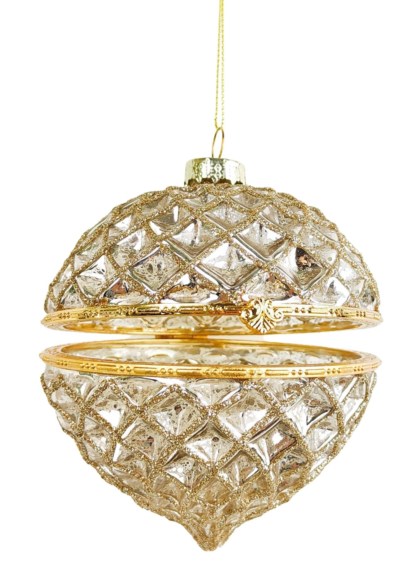 Hinged Glass Bauble Champagne